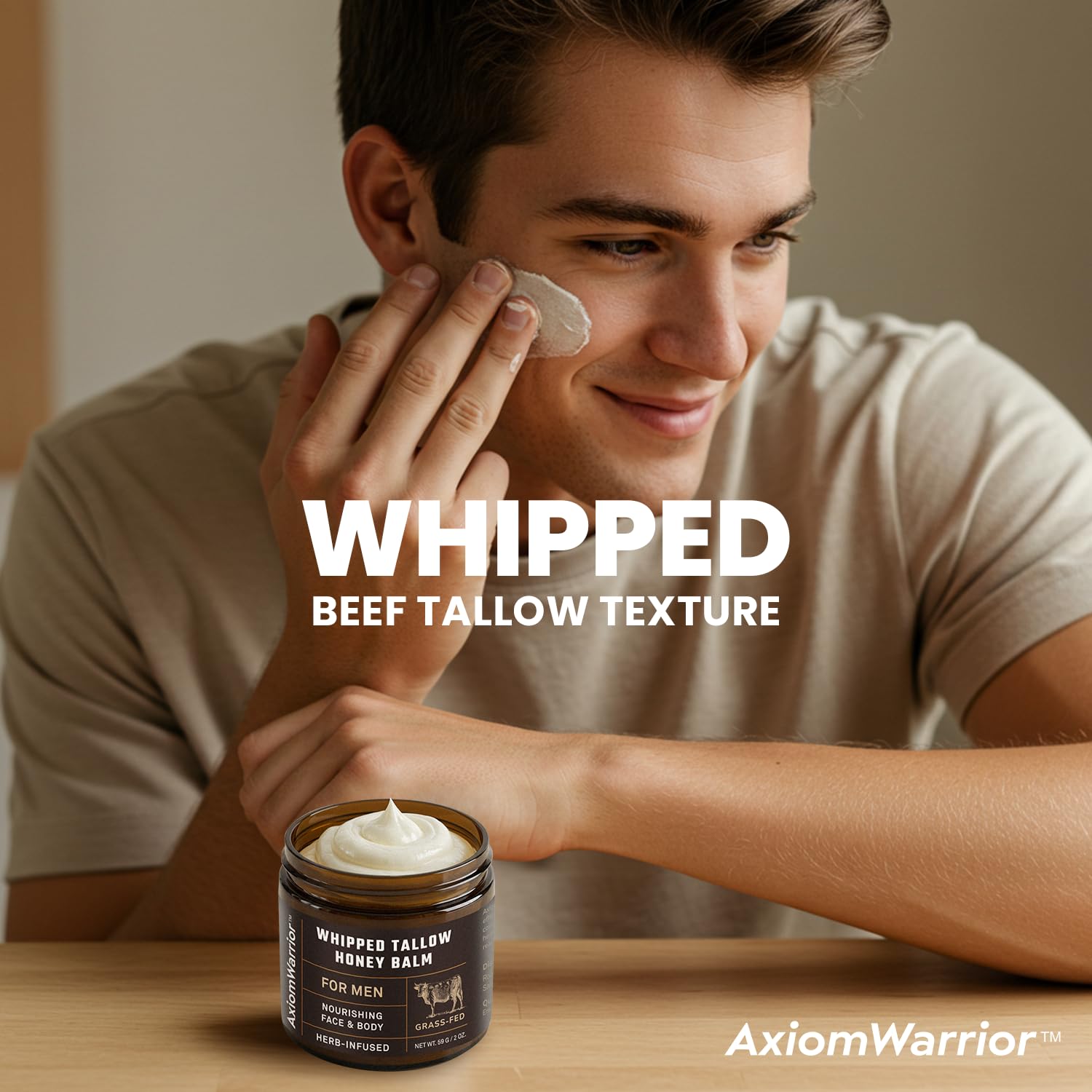 Whipped Organic Beef Tallow and Honey Balm Moisturizer for Face and Body, 2oz - Image 6