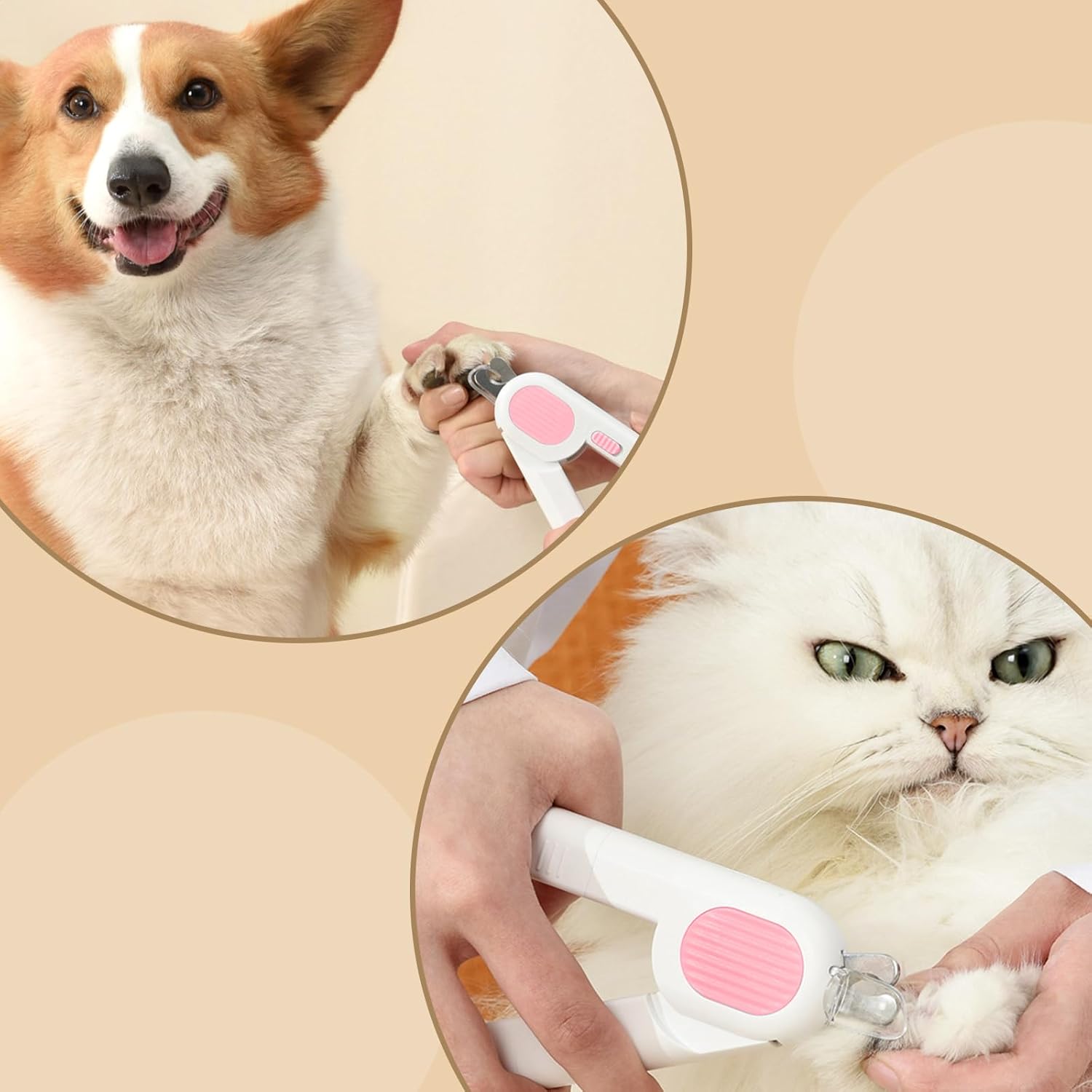 Odoland Cat Nail Clipper with LED Light and Nail File, Dog Claw Trimmer with Bright Light to Avoid Excessive Cutting - Pet Grooming Tool for Tiny Dog Cat Kitten Bunny Rabbit Pink - Image 8