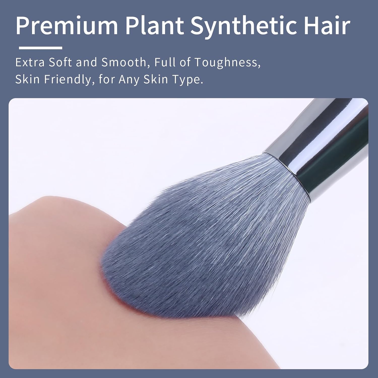 Sapphire Blue Vegan 15-Piece Pro Glitter Makeup Brush Set with Case - Image 3