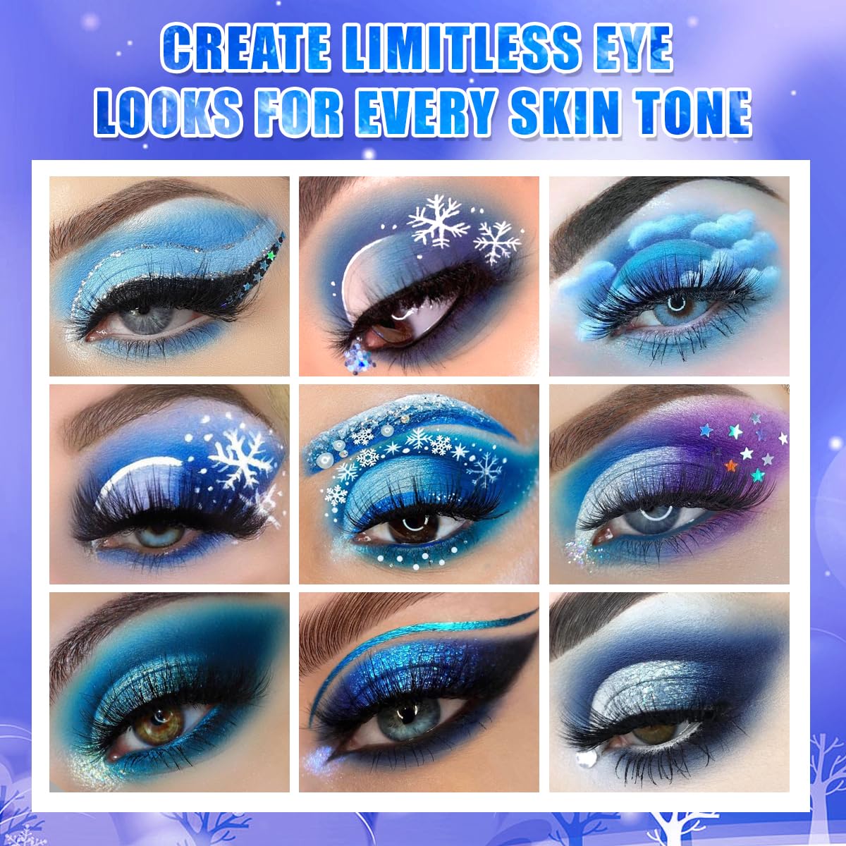 18 Color Blue Eyeshadow Palette for Women Matte Shimmer Finish - Image 3