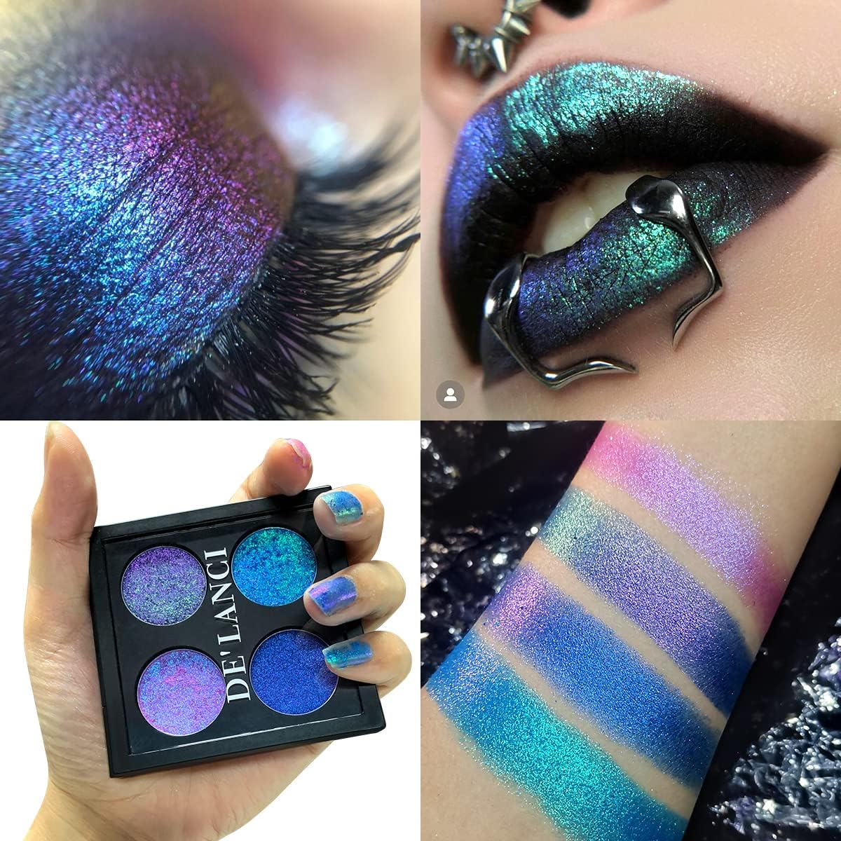 Shimmering Multichrome Metallic Chameleon Eyeshadow Palette with High Pigmented Purple Blue Green Shades, Vegan Cruelty-Free - Image 2