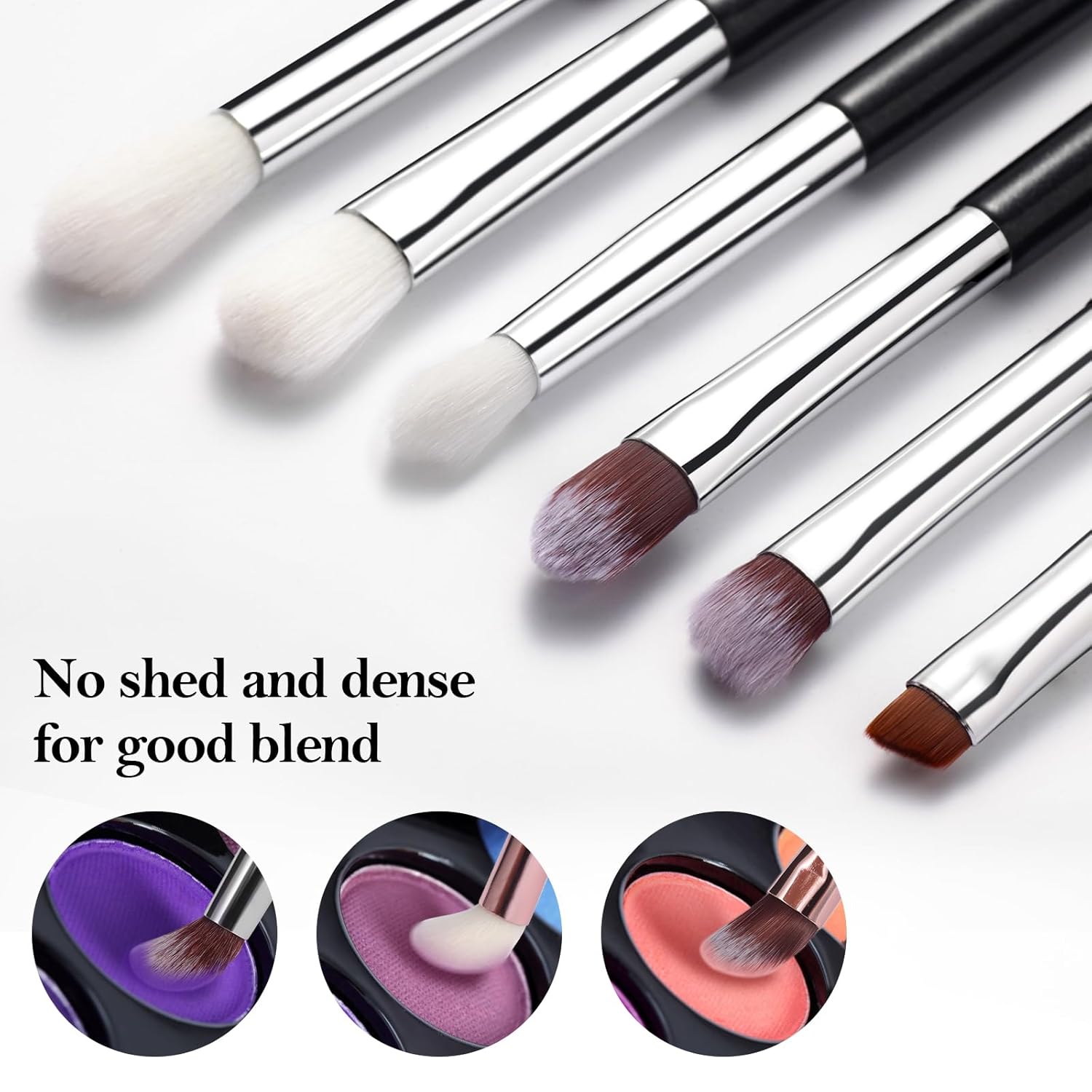 6-Piece Soft Hairs Eye Makeup Brush Set with Wood Handle for Eyeshadow Eyeliner - Image 3