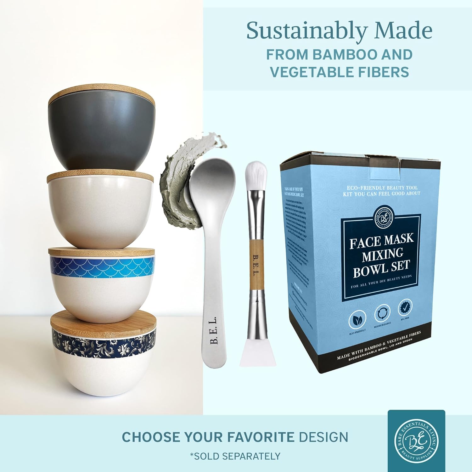 DIY Facial and Hair Mask Mixing Bowl Set with Bamboo Lid, Spoon, and Dual-Sided Brush - Image 7