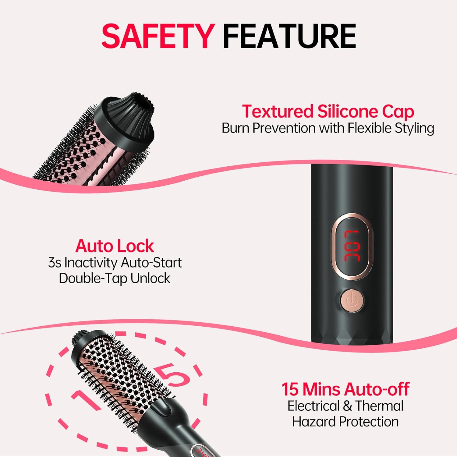 1.5 Inch Ceramic Heated Round Brush with Negative Ion Technology and Auto Shut-Off - Image 6