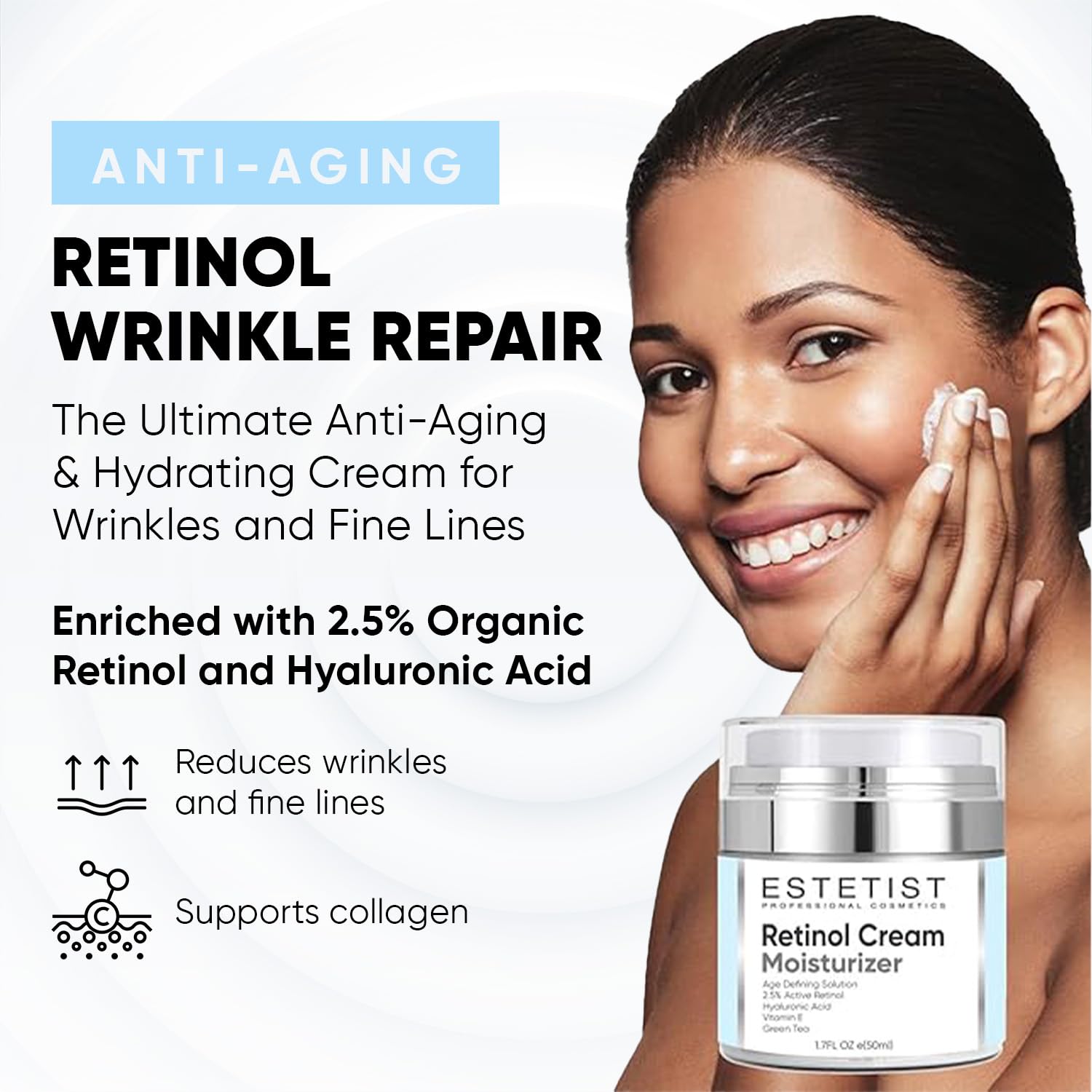 ESTETIST Organic Daily Face Moisturizer with Hyaluronic Acid and 2.5% Retinol, 50ml - Image 2