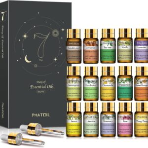 Essential Oils Gift Set 15 x 5ml, Pure Essential Oil Aromatherapy Oil for Skin Care, Hair Care, Bath, Ideal for Humidifier, Diffuser, Relax