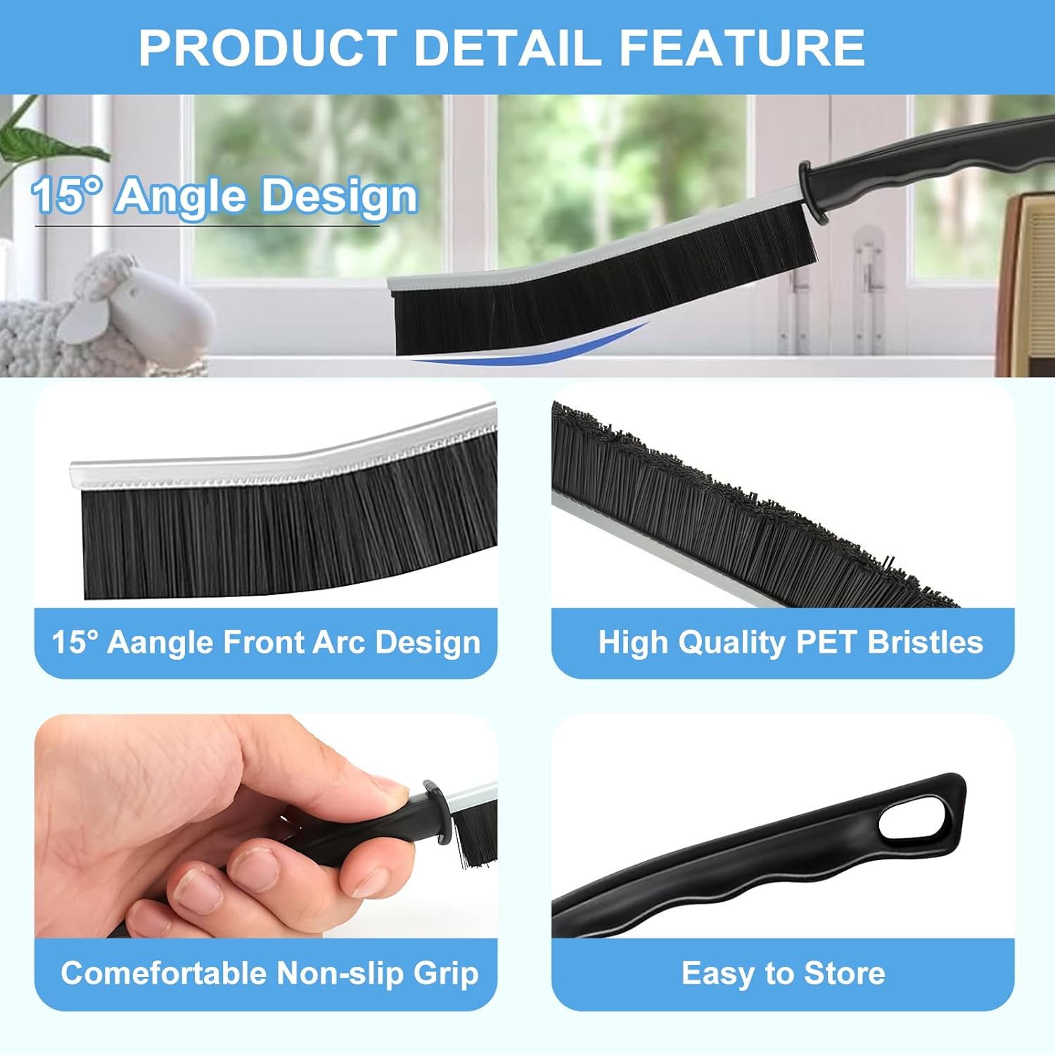 10 Piece Hard Bristle Crevice Cleaning Brush Set with Scraper for Kitchen and Bathroom - Image 3