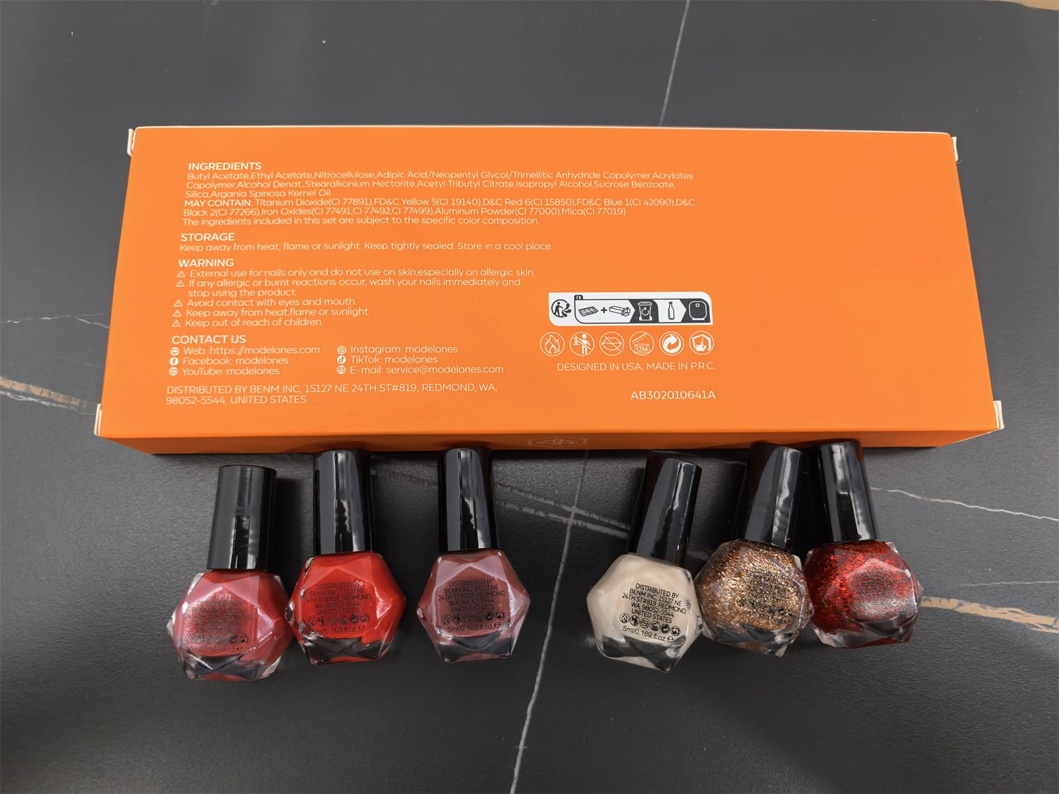 Modelones 6-Color Mini Nail Polish Set Red Nude Gold Glitter Quick Dry for DIY Manicure - Image 8