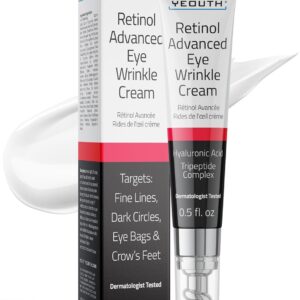 YEOUTH Retinol Eye Cream Anti Aging, Firming Under Eye Cream for Puffiness and Bags Under Eyes for Wrinkles and Dark Circles with Hyaluronic Acid and Tripeptides 15ml