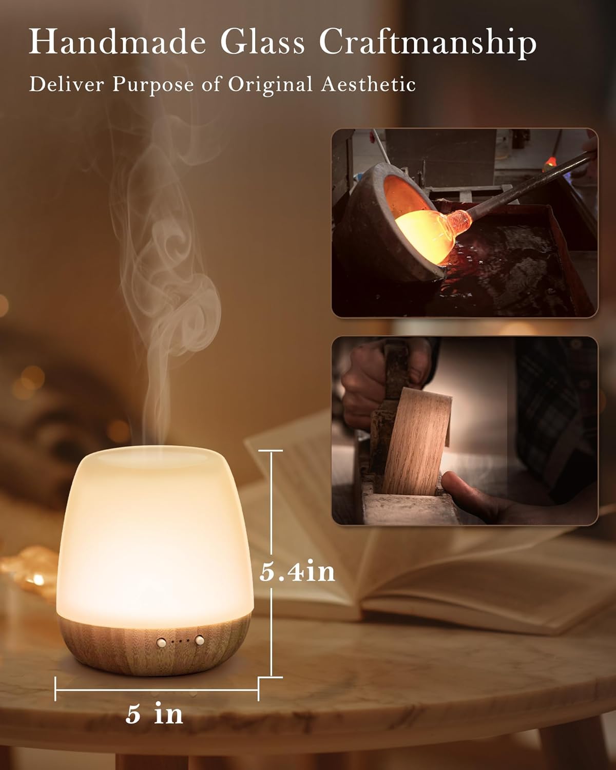 Glass Essential Oil Diffuser 180ml Ultrasonic Aroma Diffuser with Auto-Off Timer and Night Light - Image 6