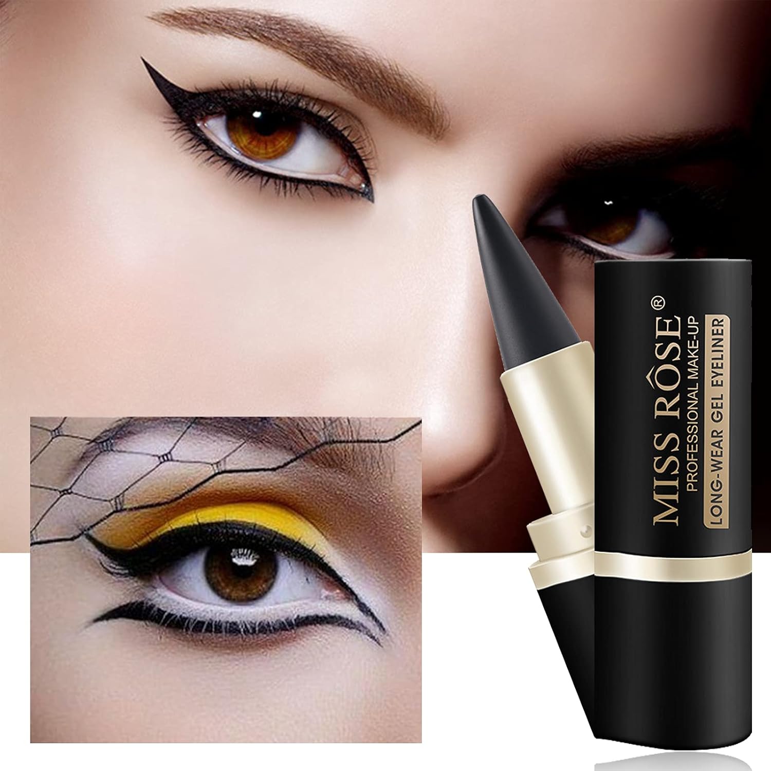2-Piece Waterproof Matte Black Gel Cream Eyeliner Set for Women Smudge Proof Makeup - Image 5