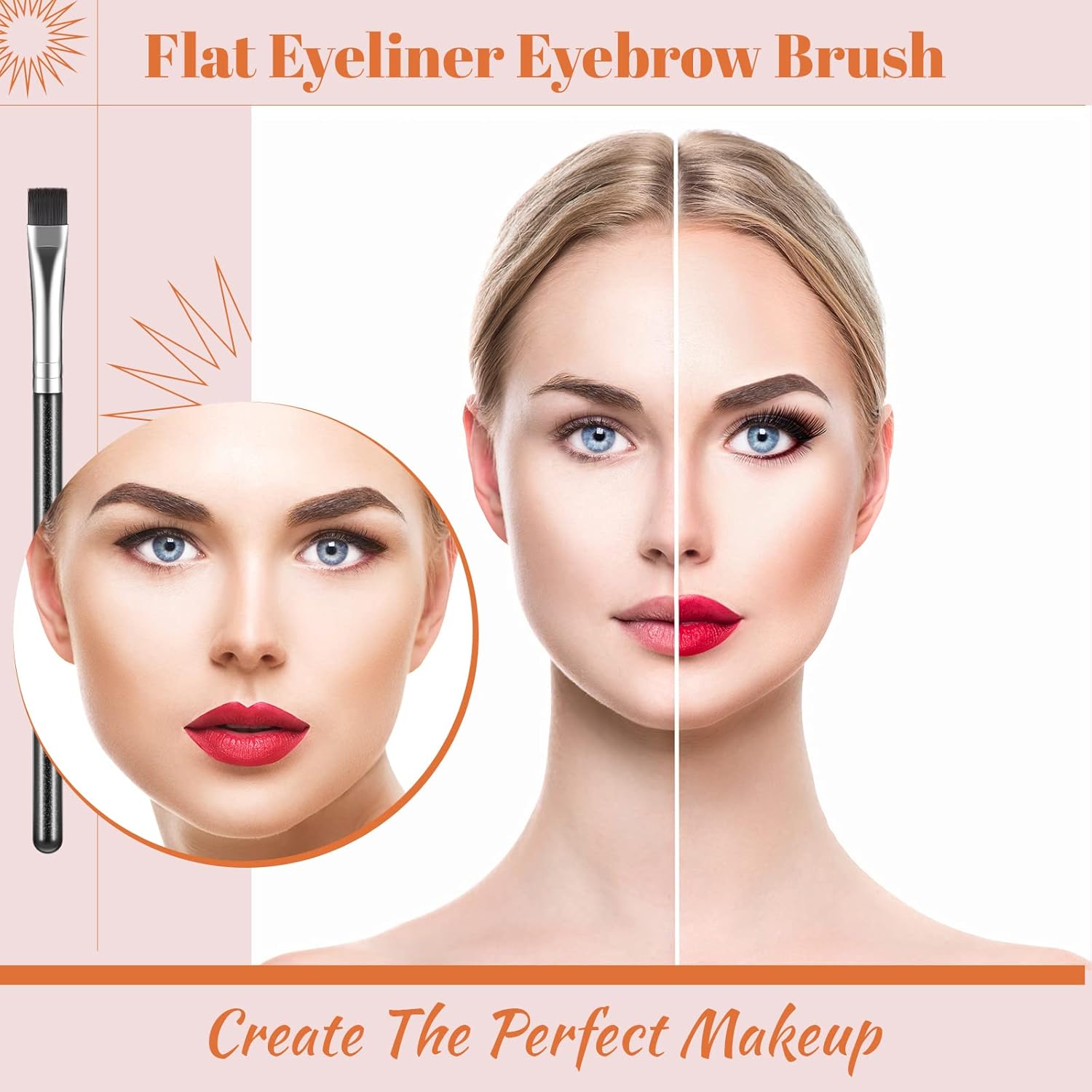 12 Piece Firm Bristle Synthetic Eyeliner Eyebrow Makeup Brush Set - Image 6