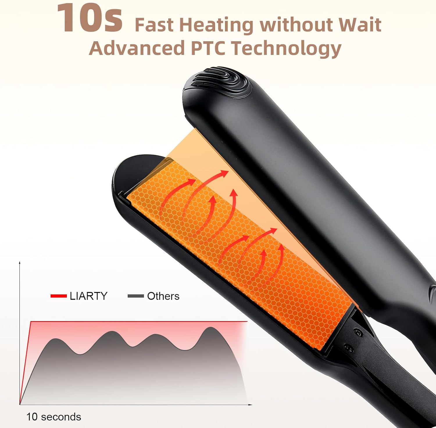 2.16 Inch Tourmaline Ceramic 2-in-1 Hair Straightener & Curler with 12 Heat Settings - Image 6