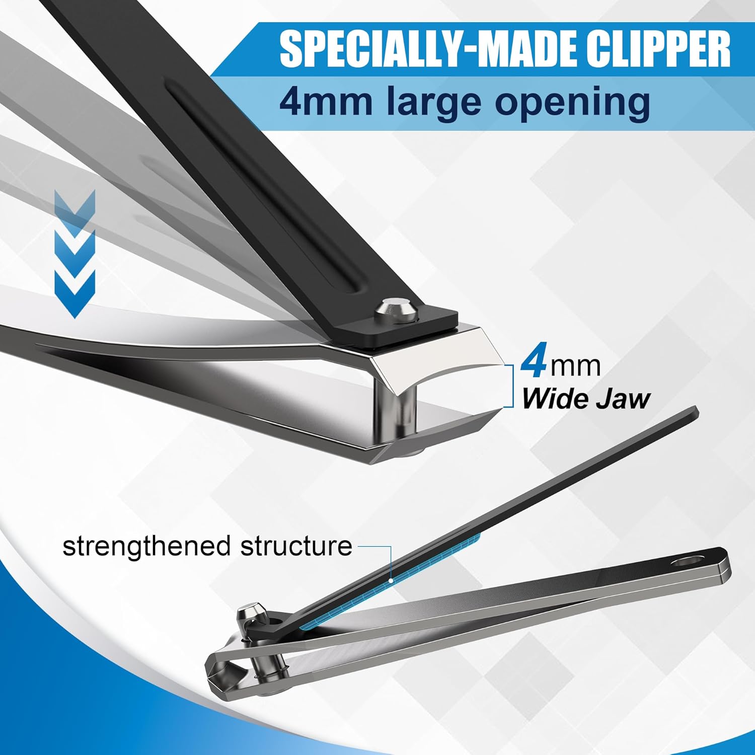 17 Inch Long Handle Toenail Clippers with Wide Jaw and Magnifier for Easy Trimming - Image 2