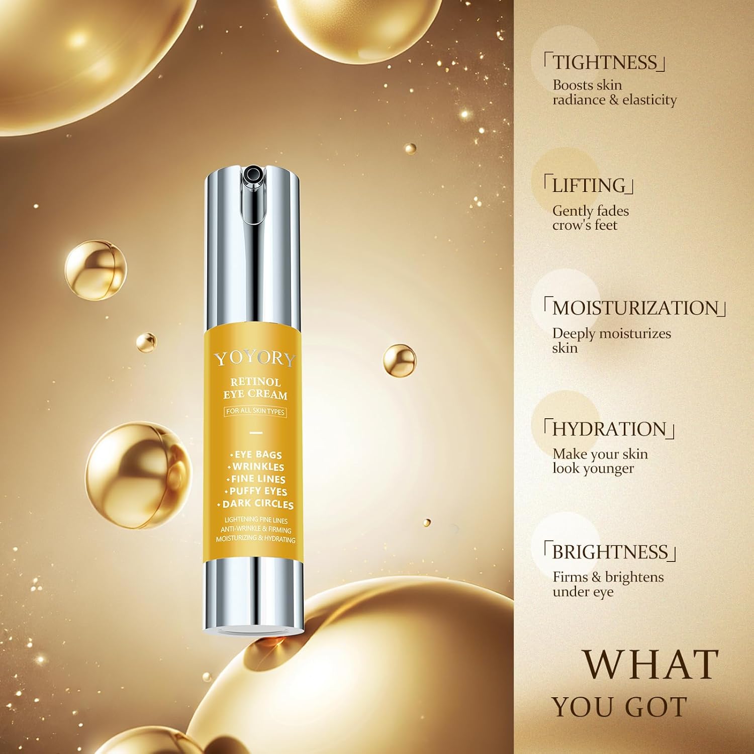 Revitalizing Retinol Under Eye Cream for Dark Circles, Puffiness, and Wrinkles, 0.41 Fl Oz - Image 4