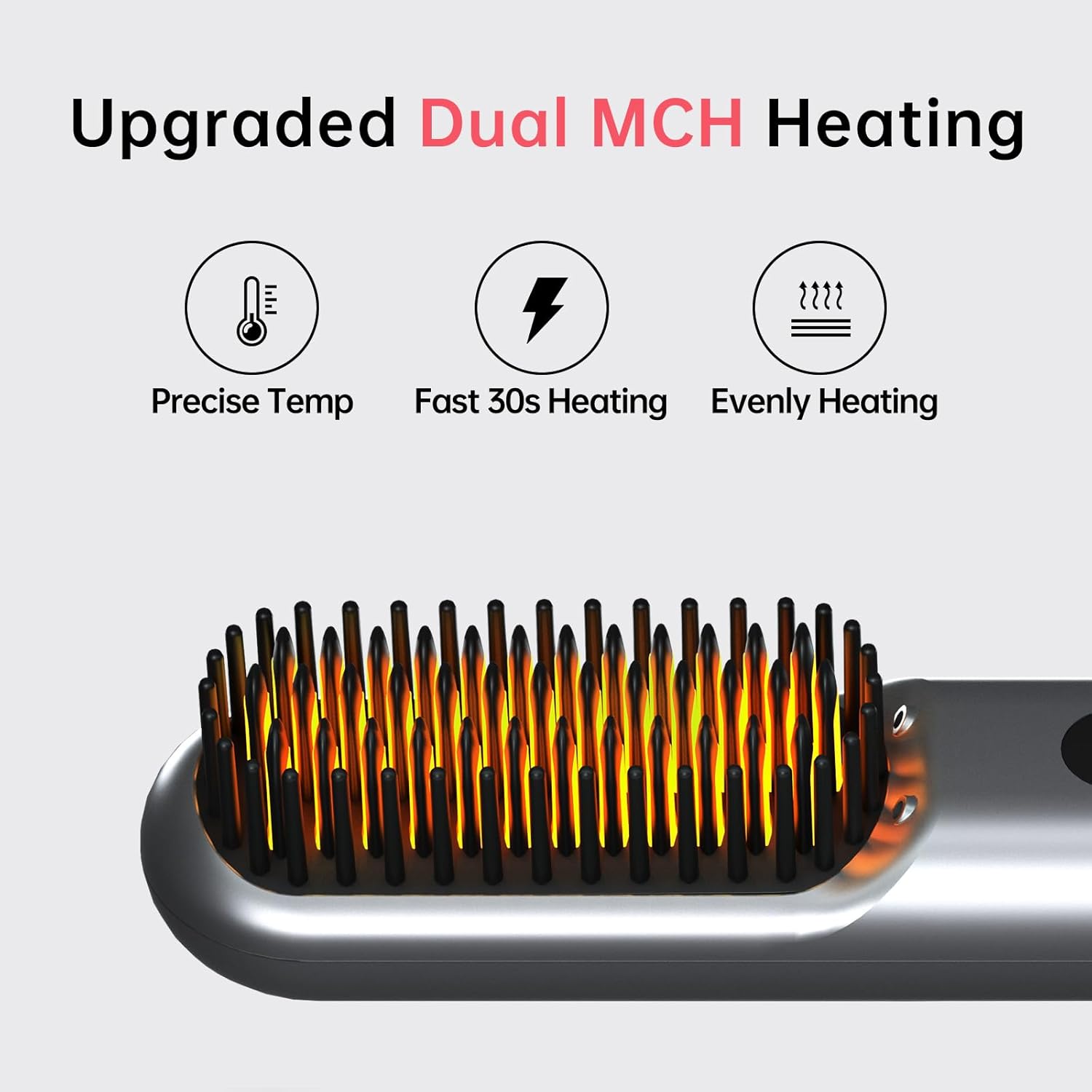 Cordless Hair Straightener Brush Metallic Grey 9 Temp Settings 9600mAh Battery Mini Travel - Image 4