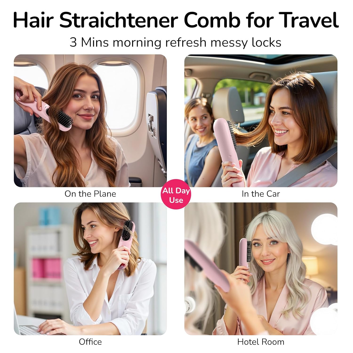 2025 Upgraded Cordless Hair Straightener Brush 4 Heat Settings Ionic Technology - Image 5
