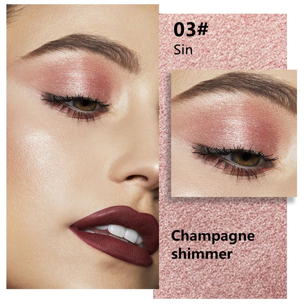 EVPCT Champagne Shimmer Single Eyeshadow Palette for Mature Women, Rose Gold Pink Shades - Image 2