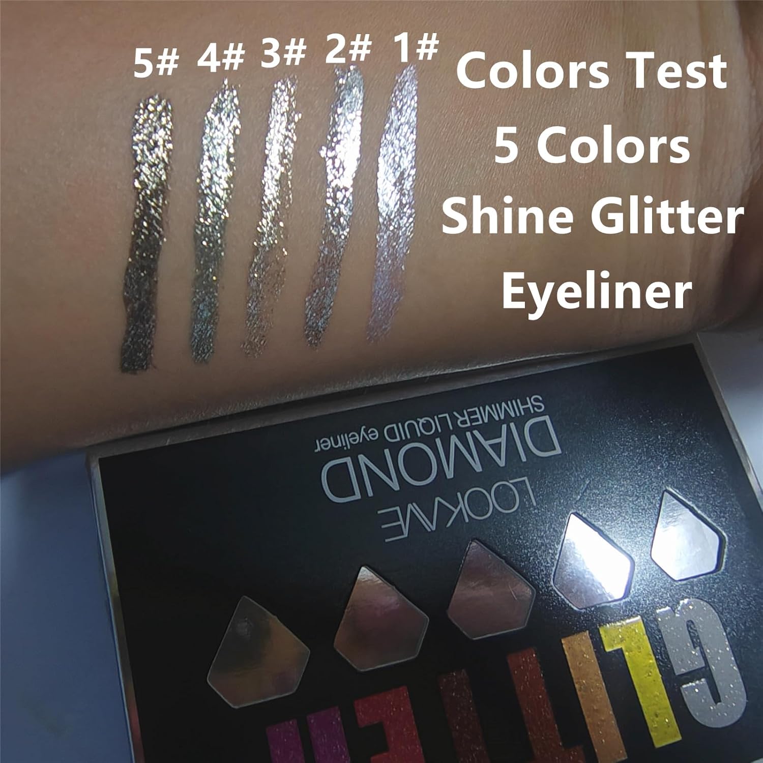 Go Ho 5-Color Metallic Shimmer Waterproof Glitter Eyeliner Set - Image 2