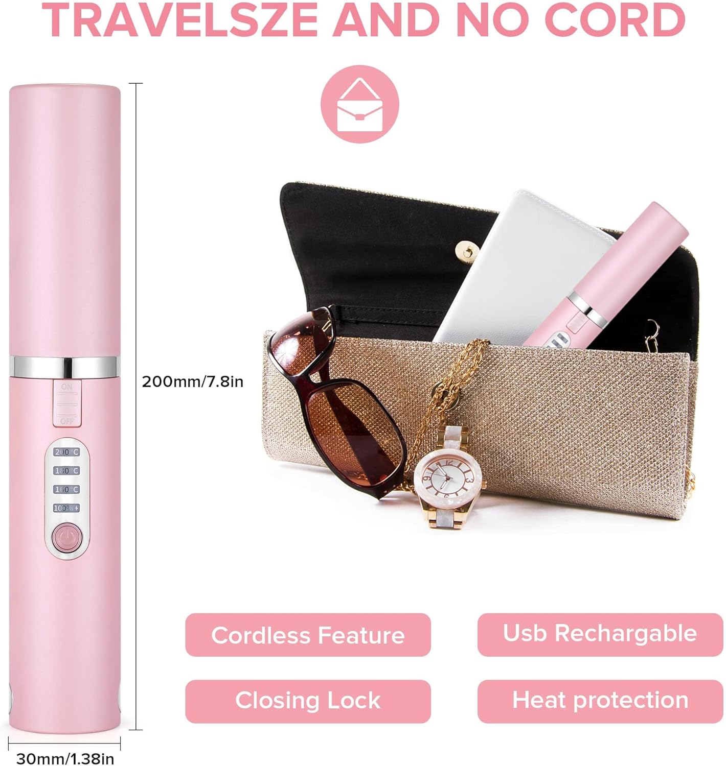 JMFONE Portable Cordless Mini Hair Straightener 3 Temp USB-C Rechargeable Quick Styling - Image 6