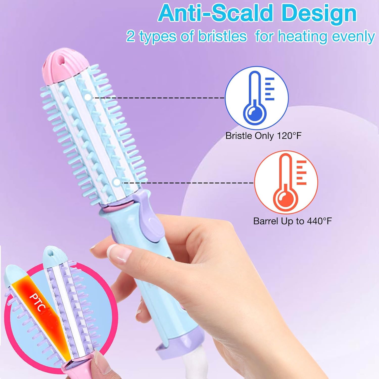 Blue 1 Inch Ceramic Mini Curling Iron and Hair Straightener for Short Medium Hair - Image 4