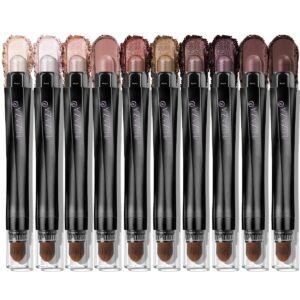 10PCS Eyeshadow Stick,Shimmer And Matte Brown Metallic Cream Eyeshadow Pencil Crayon with Smudge-proof & Waterproof, Eye Brightener Stick, Ideal Gift for Women - Ash Rose