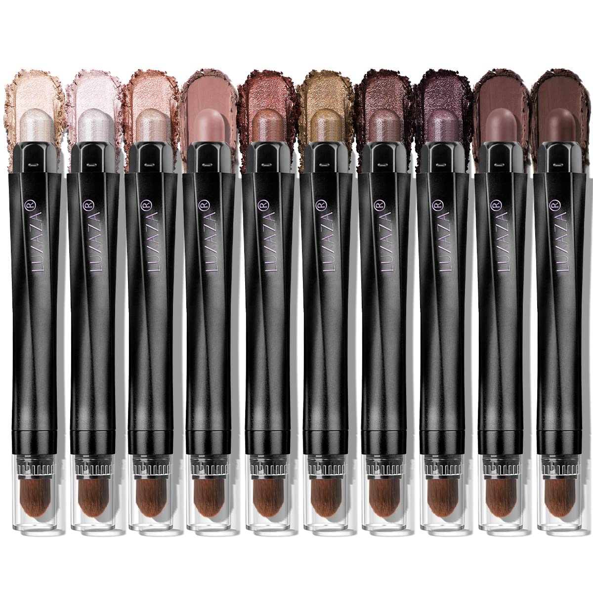 10PCS Eyeshadow Stick,Shimmer And Matte Brown Metallic Cream Eyeshadow Pencil Crayon with Smudge-proof & Waterproof, Eye Brightener Stick, Ideal Gift for Women - Ash Rose