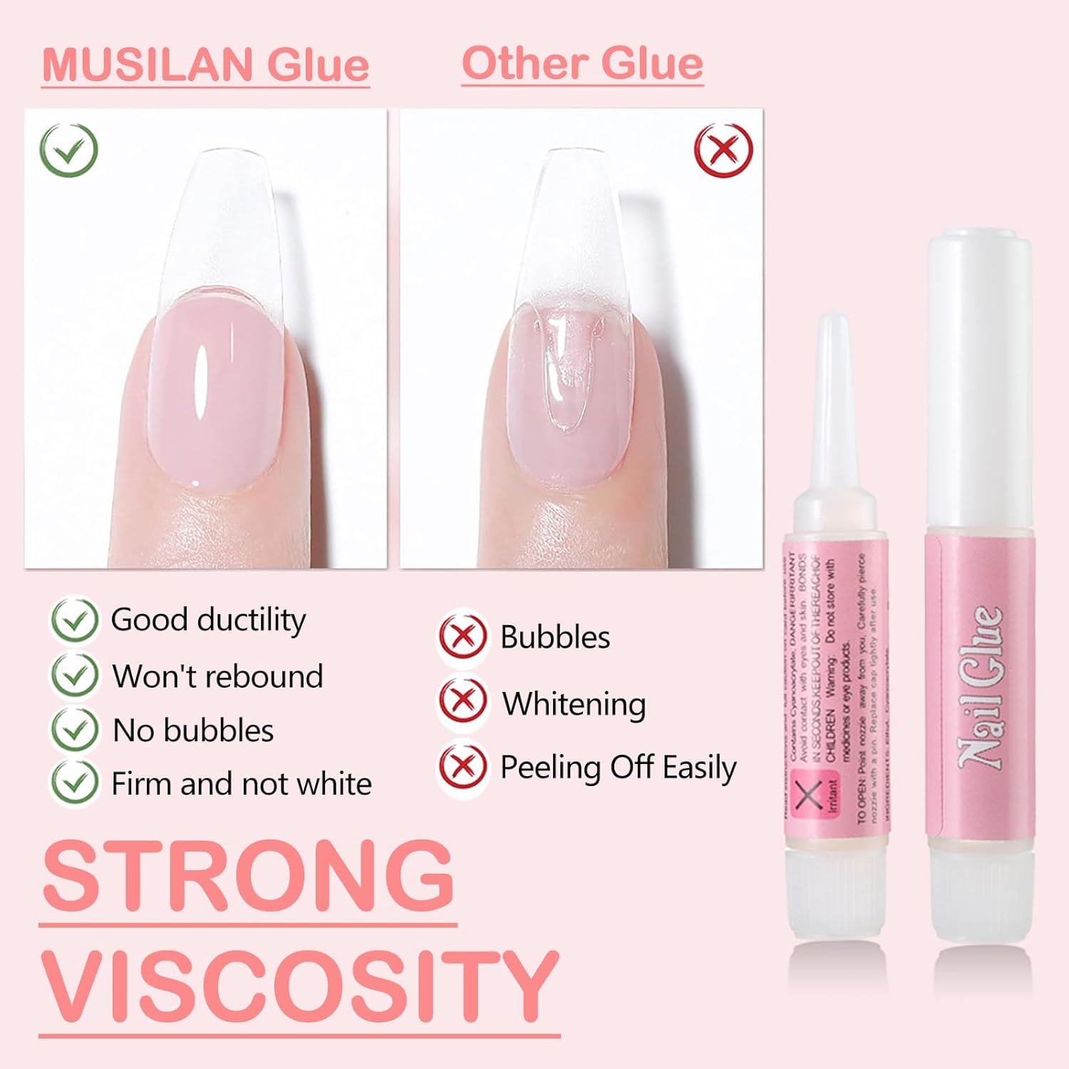 40PCS Super Strong Nail Glue for Acrylic Press-On Nails Quick-Dry Gel 0.07OZ Each - Image 5