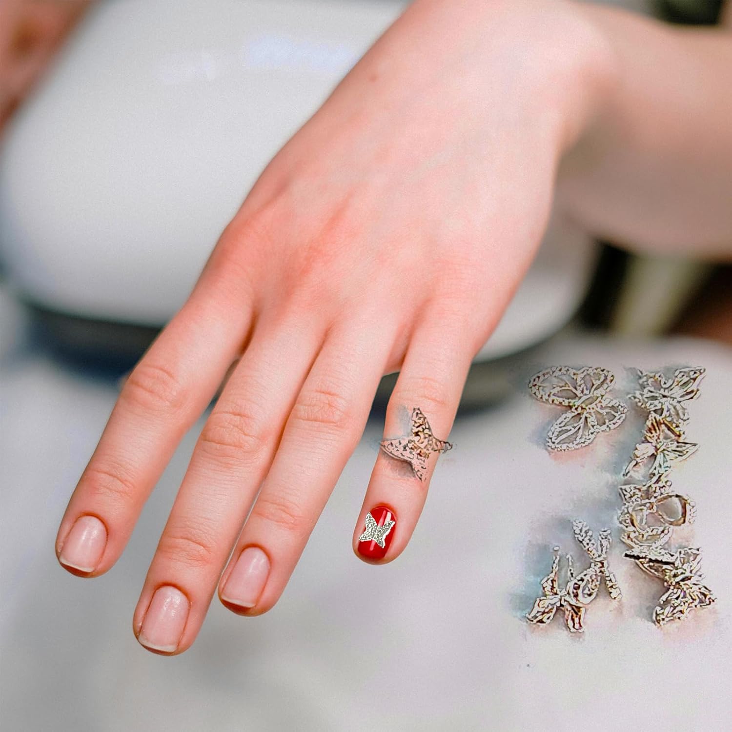 100 Piece Gold Silver 3D Butterfly Nail Art Charms for Acrylic Nails - Image 7