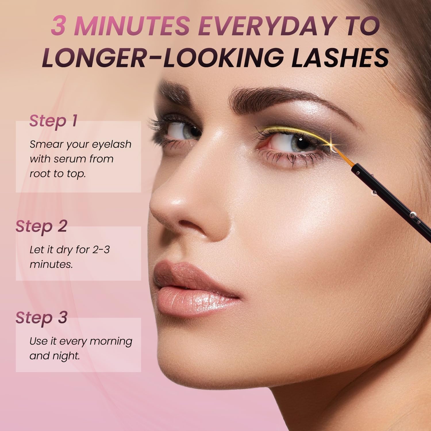 Vegan Eyelash Growth Serum 0.17 Fl Oz for Longer Thicker Fuller Lashes - Image 6