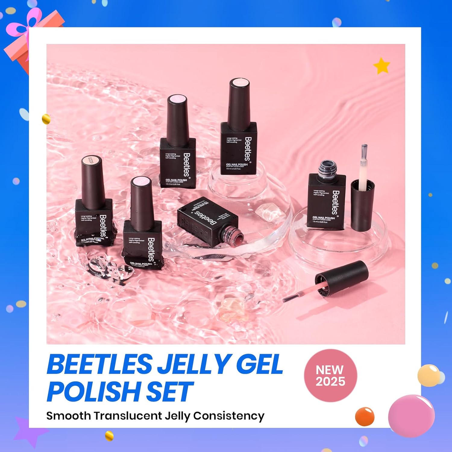 Beetles Nude Gel Nail Polish Set 6 Colors Pink Brown Neutral Jelly Manicure - Image 7