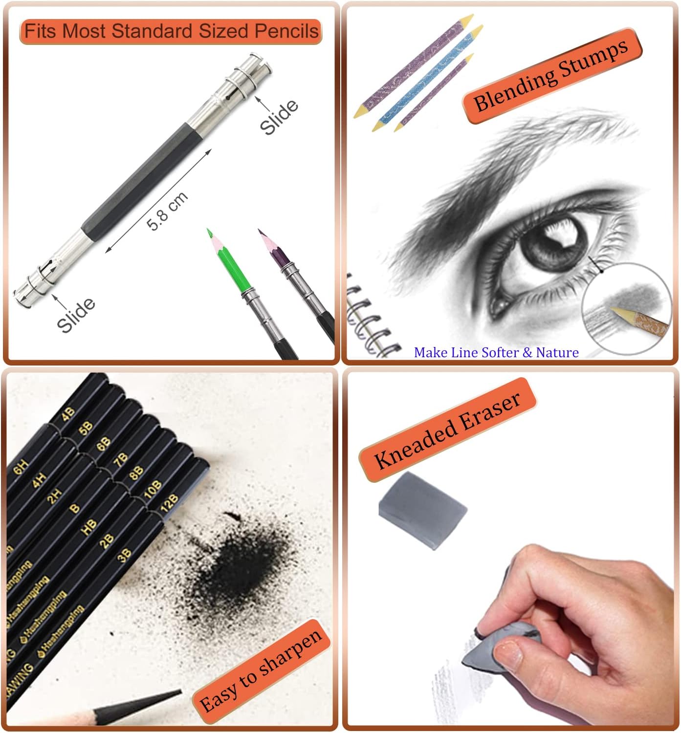 Heshengping 26-Piece Graphite Sketching and Drawing Pencils Set for All Skill Levels - Image 3