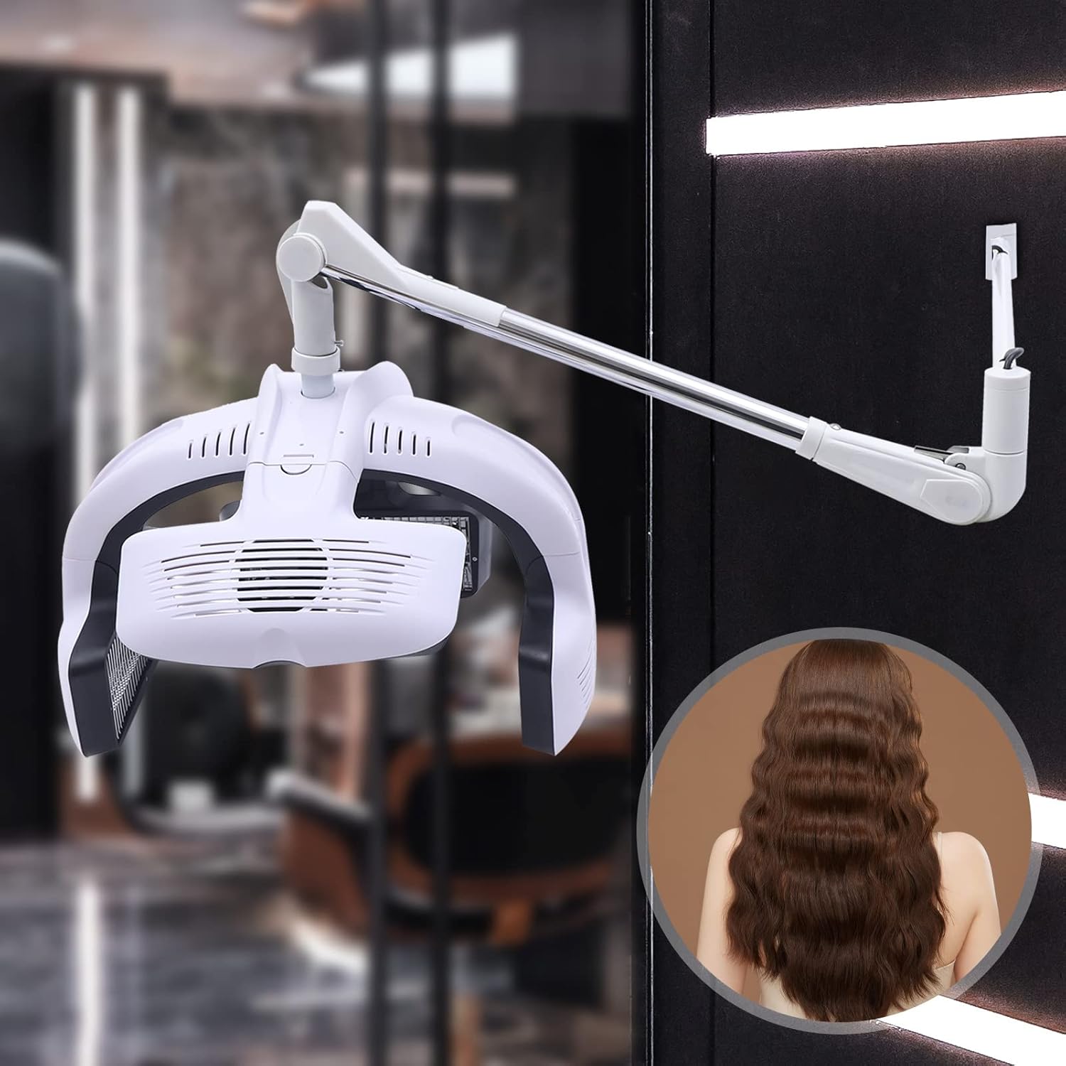1500W Professional Wall Mounted Hair Dryer with Adjustable Temperature and Time Control - Image 8