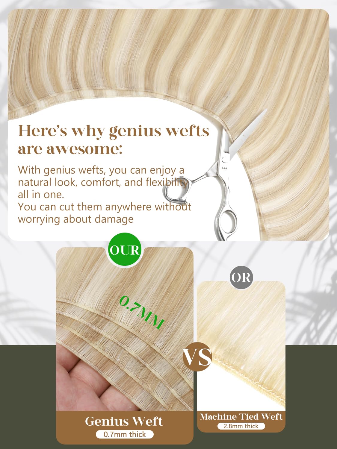 Loxxy Genius 18 Inch Ombre Ash Blonde to Platinum Human Hair Weft Extensions 50g - Image 3