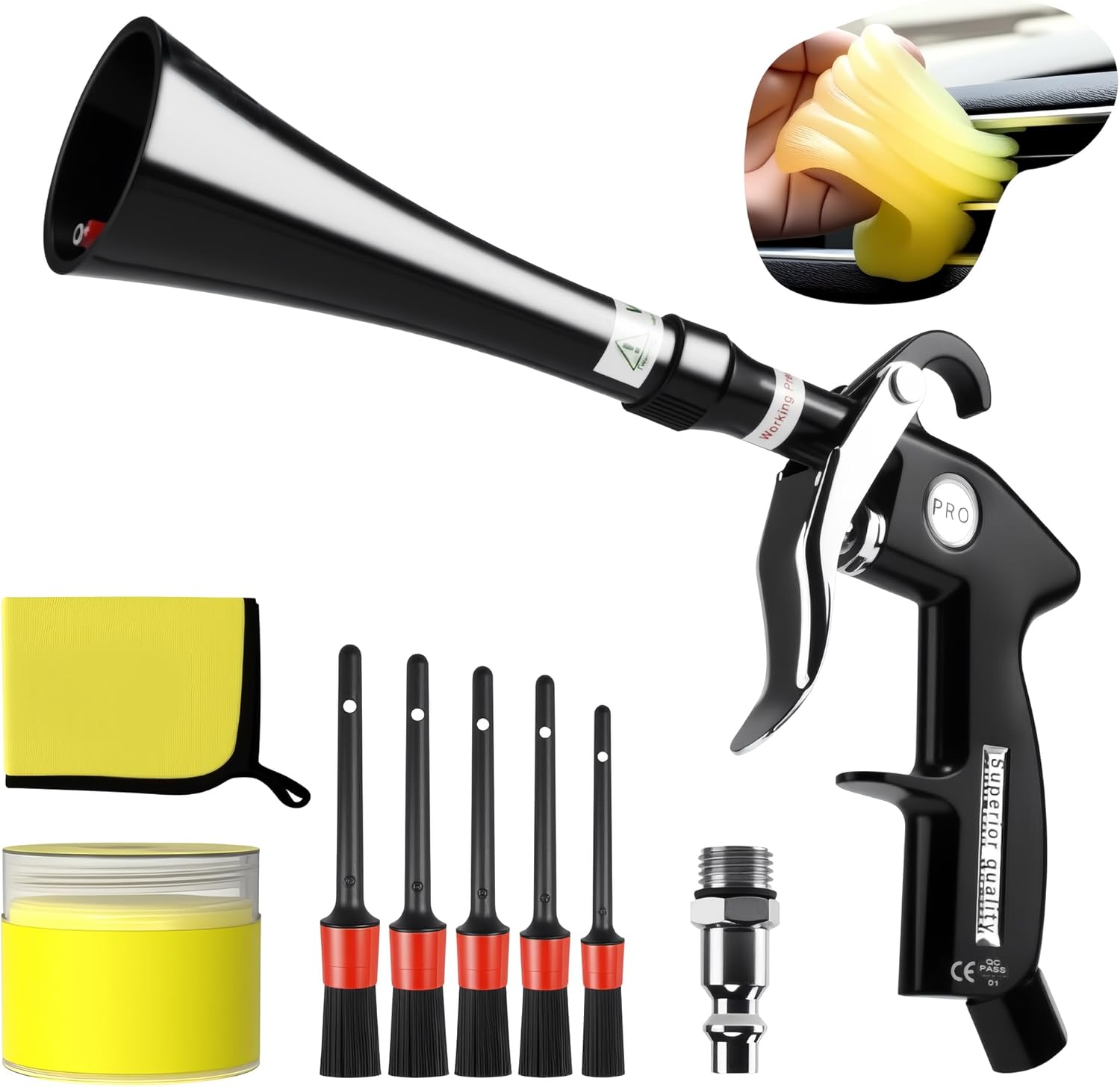 KOUSE Car Cleaning Gun Detailing Interior Dryer Air Blow Gun High Pressure Blower Gun Car Detailing Kit Interior Cleaner Car Detailing Tools for Car Quickly Blasts Dirt and Dust