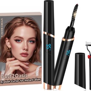 Heated Eyelash Curler, Electric Eyelash Curler, Rechargeable Lash Curler with Eyelash Comb for Makeup Natural Curling Eye Lashes and 24 Hours Long Lasting - Black 2025 Updated New Model