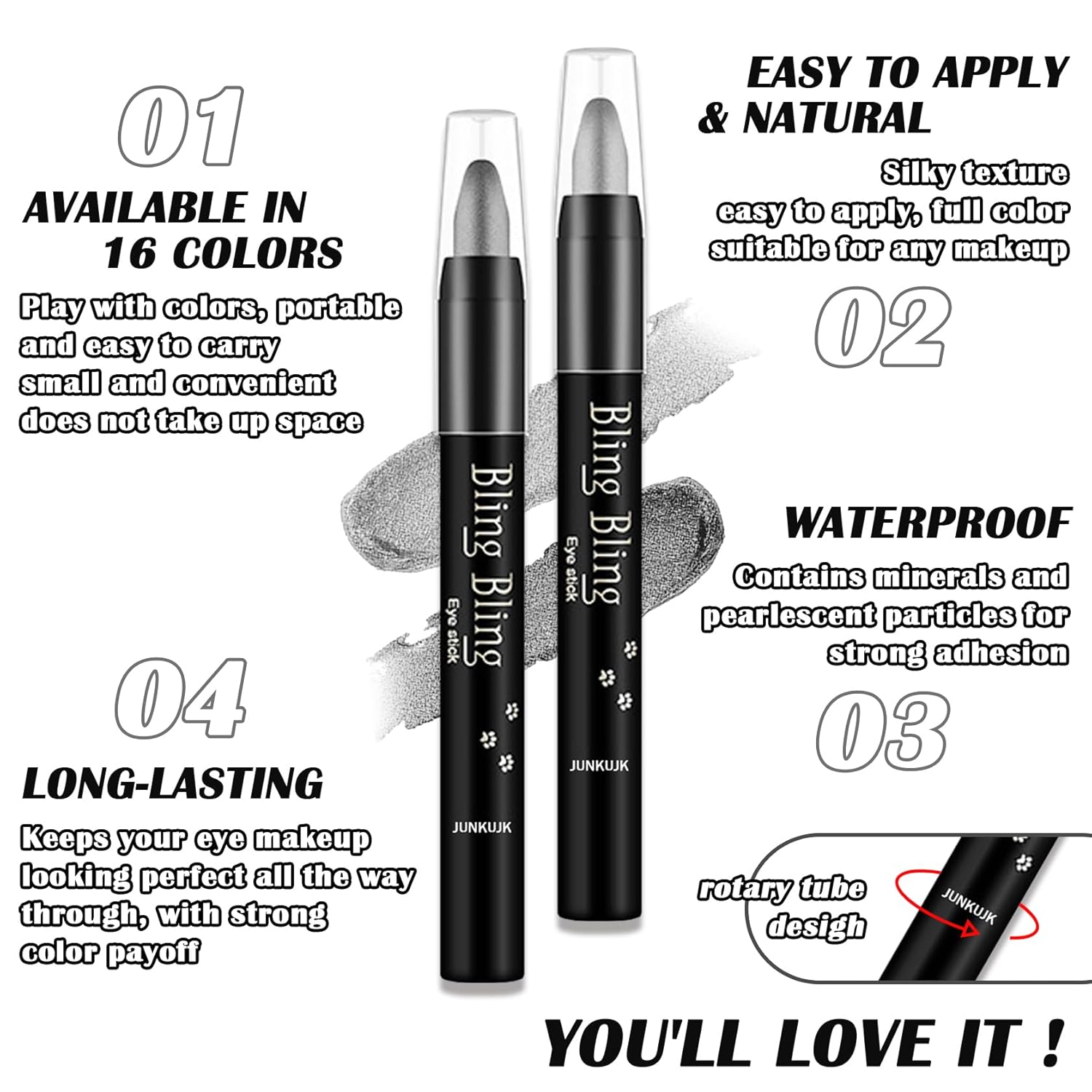 8PC Waterproof Matte Cream Eyeshadow Stick Pencil Makeup Kit for Women Blendable - Image 4