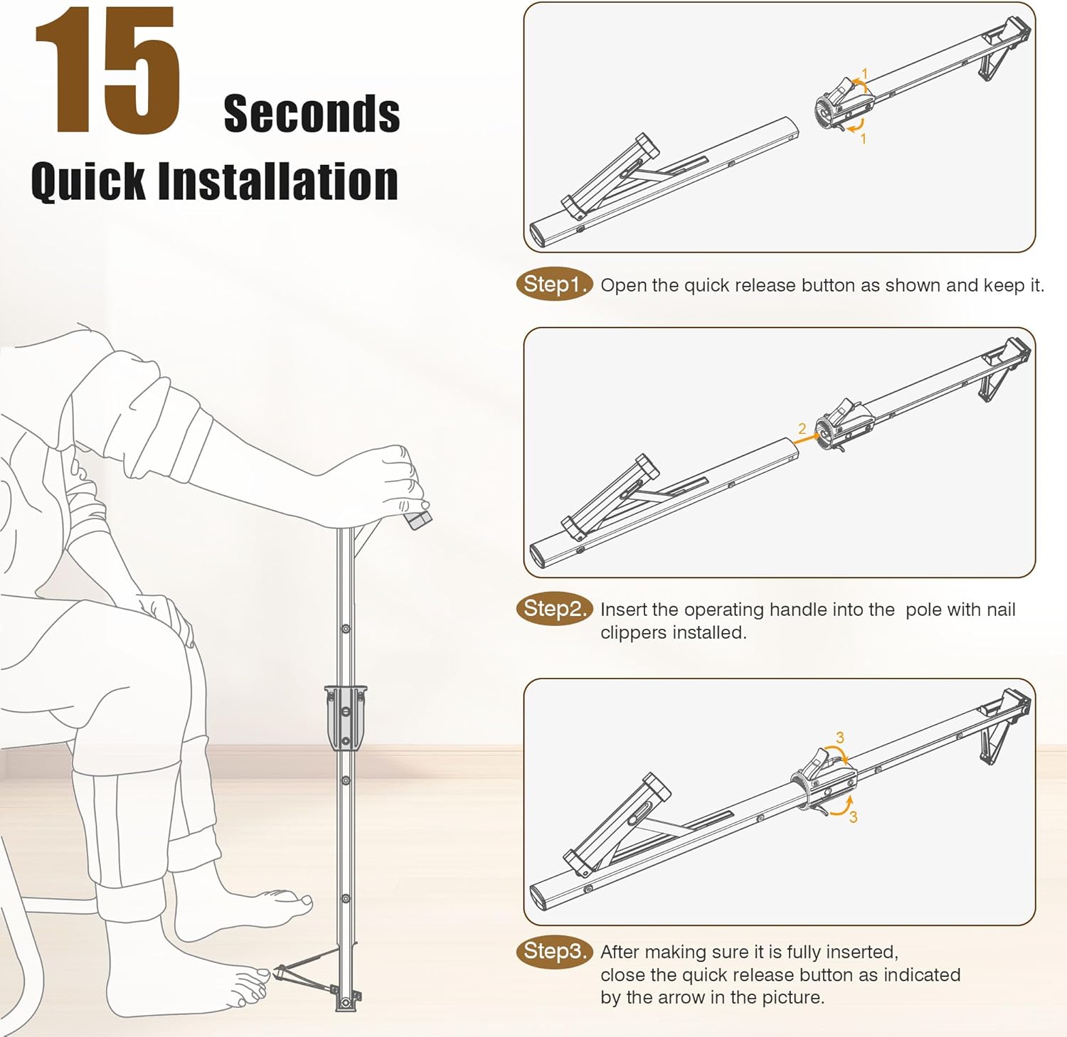Extra Long 28-Inch Handle Toenail Clippers White for Seniors and Limited Mobility - Image 4