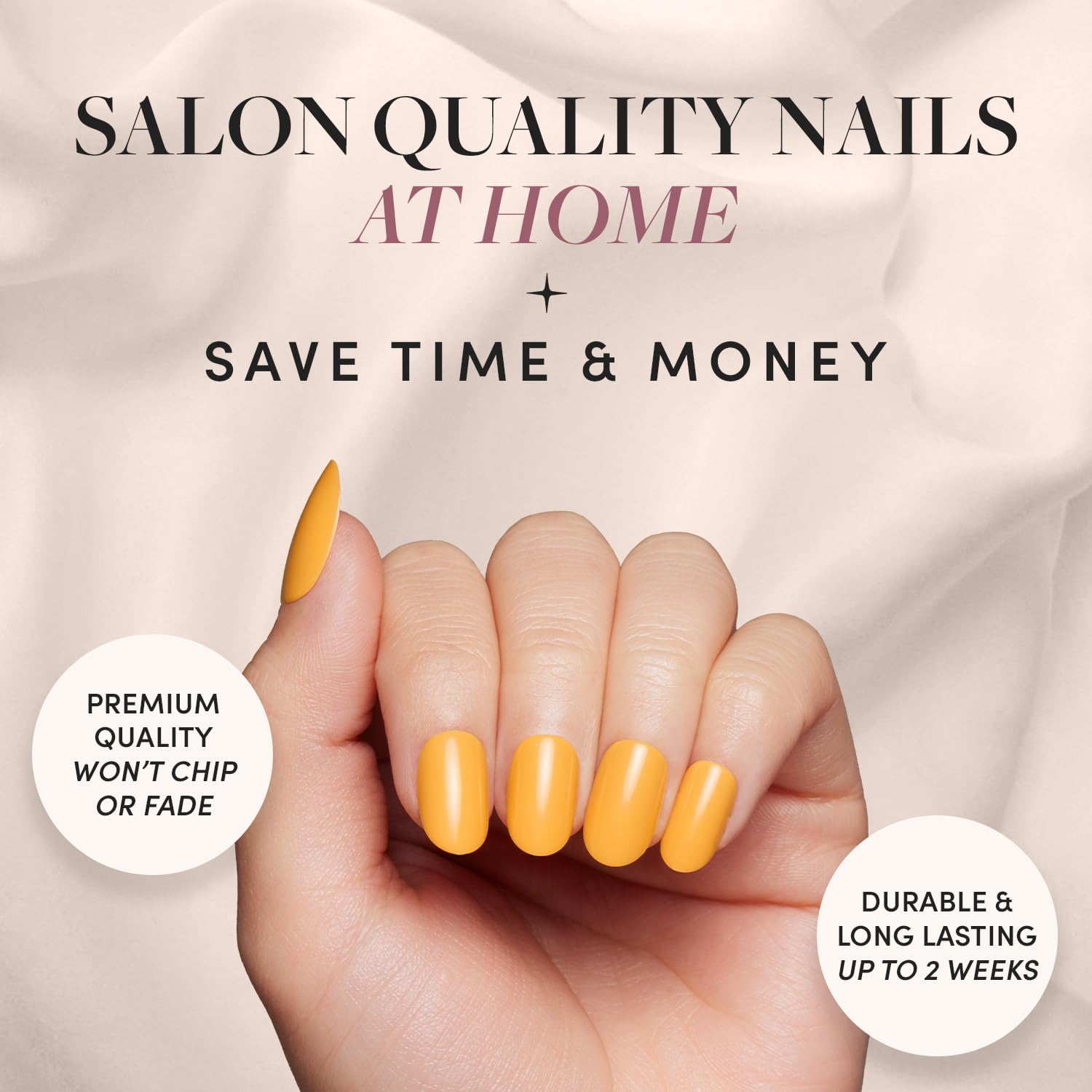 Glamnetic Reusable Short Round Sunset Orange Opaque Press On Nails 30 Kit 12 Sizes - Image 2