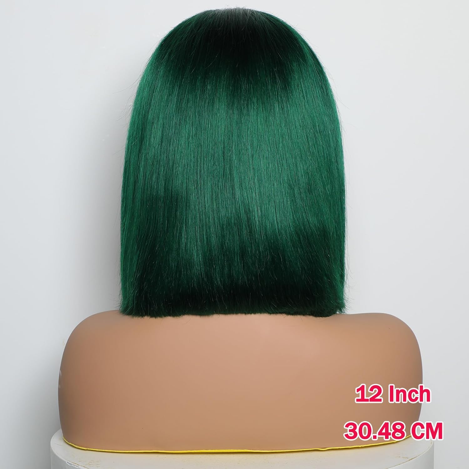 Glueless Dark Green Lace Frontal Bob Wig, Short Straight 14 Inch Human Hair, 180% Density - Image 5