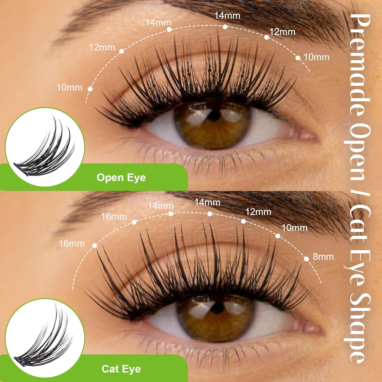 ALLOVE 10-16mm D Curl 0.07mm Cat Eye Lash Clusters for Wispy DIY Eyelash Extensions - Image 2