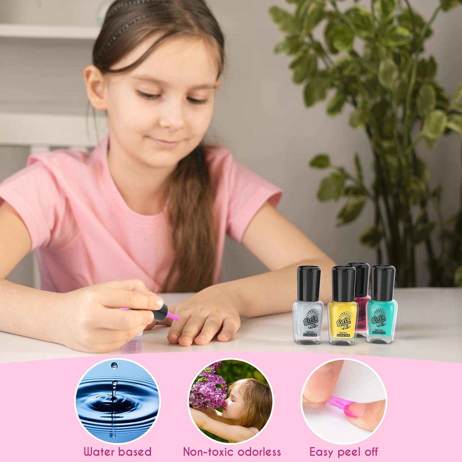 Amagoing 12-Piece Non-Toxic Kids Nail Polish Art Kit with Nail Dryer and Mermaid Hair Clip, Ages 5-8 - Image 2