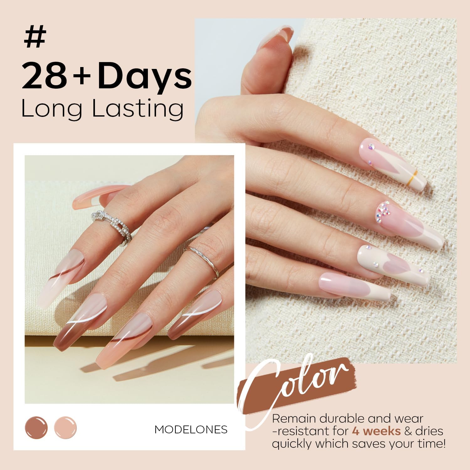 Modelones Nude Gel Nail Polish Set 6 Colors Skin Tones Soak Off Kit - Image 4