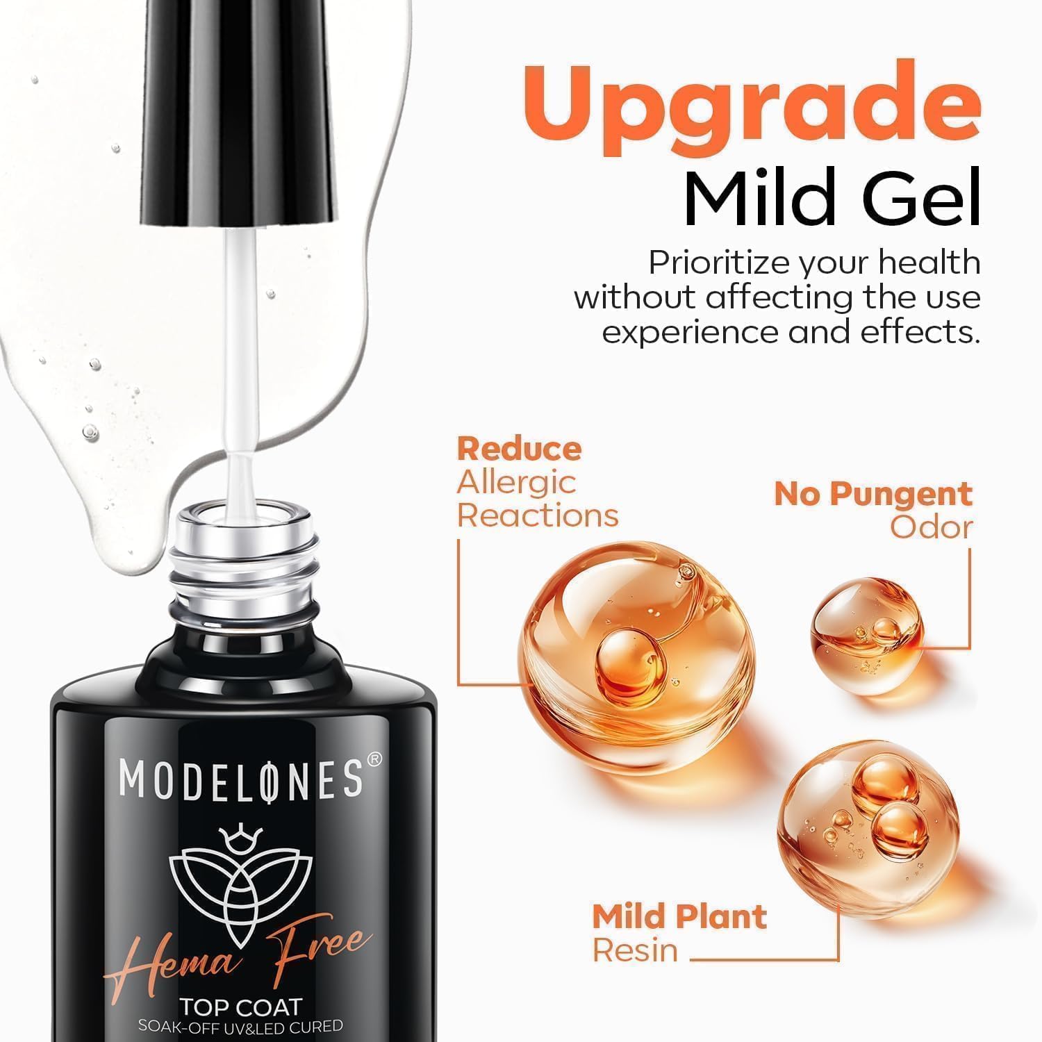 Modelones 2 Pcs Hema Free Gel Top Coat and Base Coat Set for Long Lasting Wear - Image 2