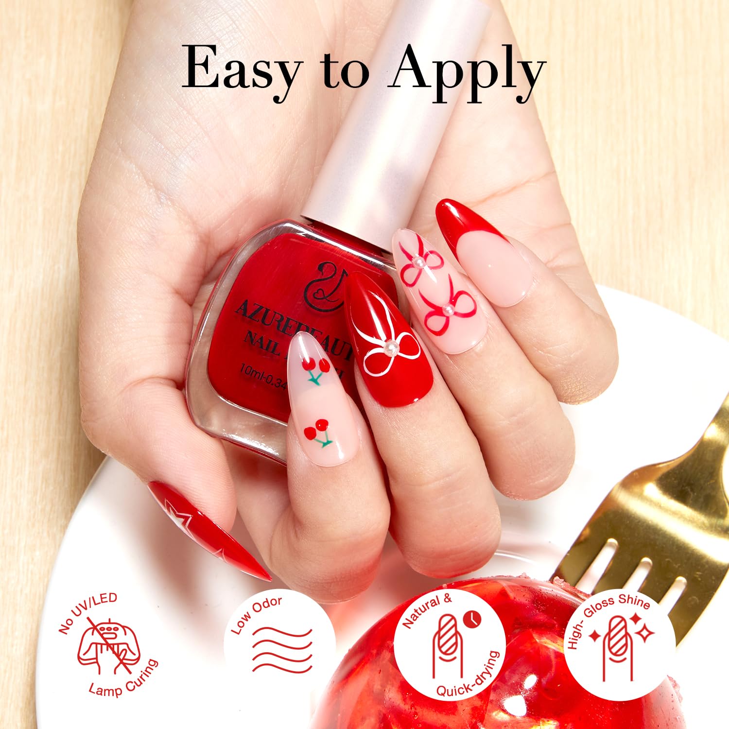 AZUREBEAUTY 10ml Red Quick Dry Infinite Shine Strengthening Nail Polish Kit - Image 5