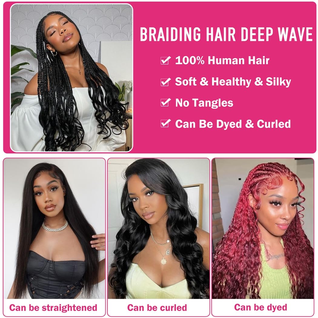 Odir 18 Inch Deep Wave Bulk Human Hair Extensions for Braiding 50g Bundle - Image 6