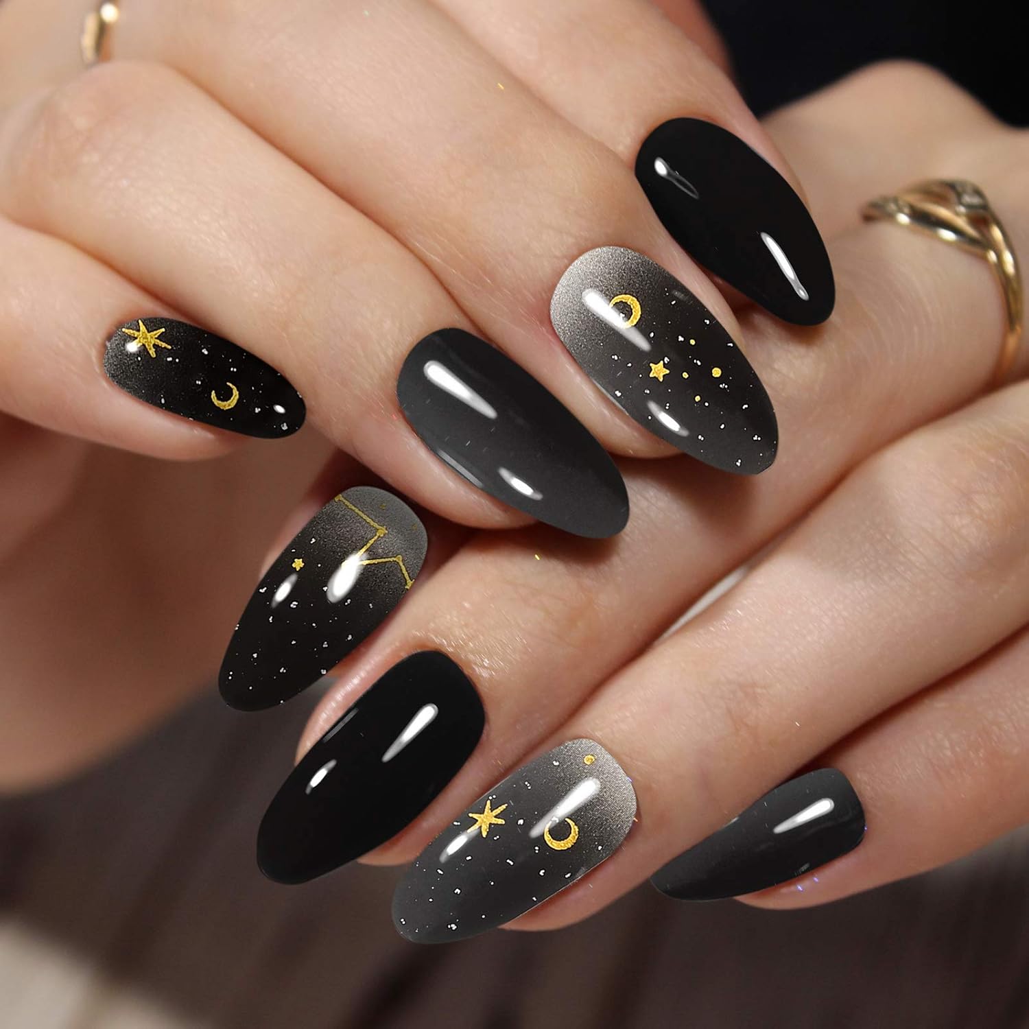 280 Count Black Full Cover Self-Adhesive Nail Wraps Stickers for Women 20 Sheets - Image 6