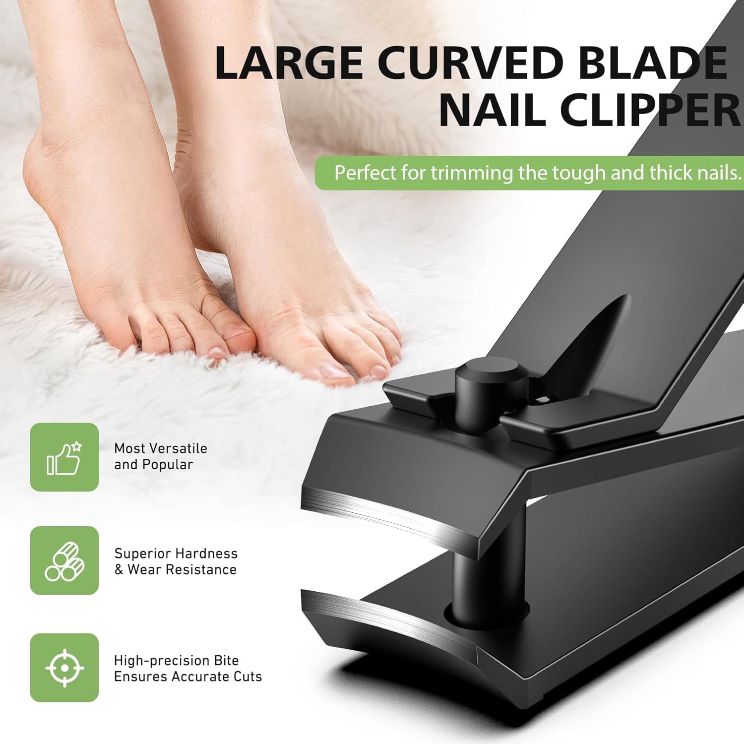 BALUCA Heavy Duty Curved Toenail Clipper Stainless Steel for Thick Nails Seniors Adults - Image 3