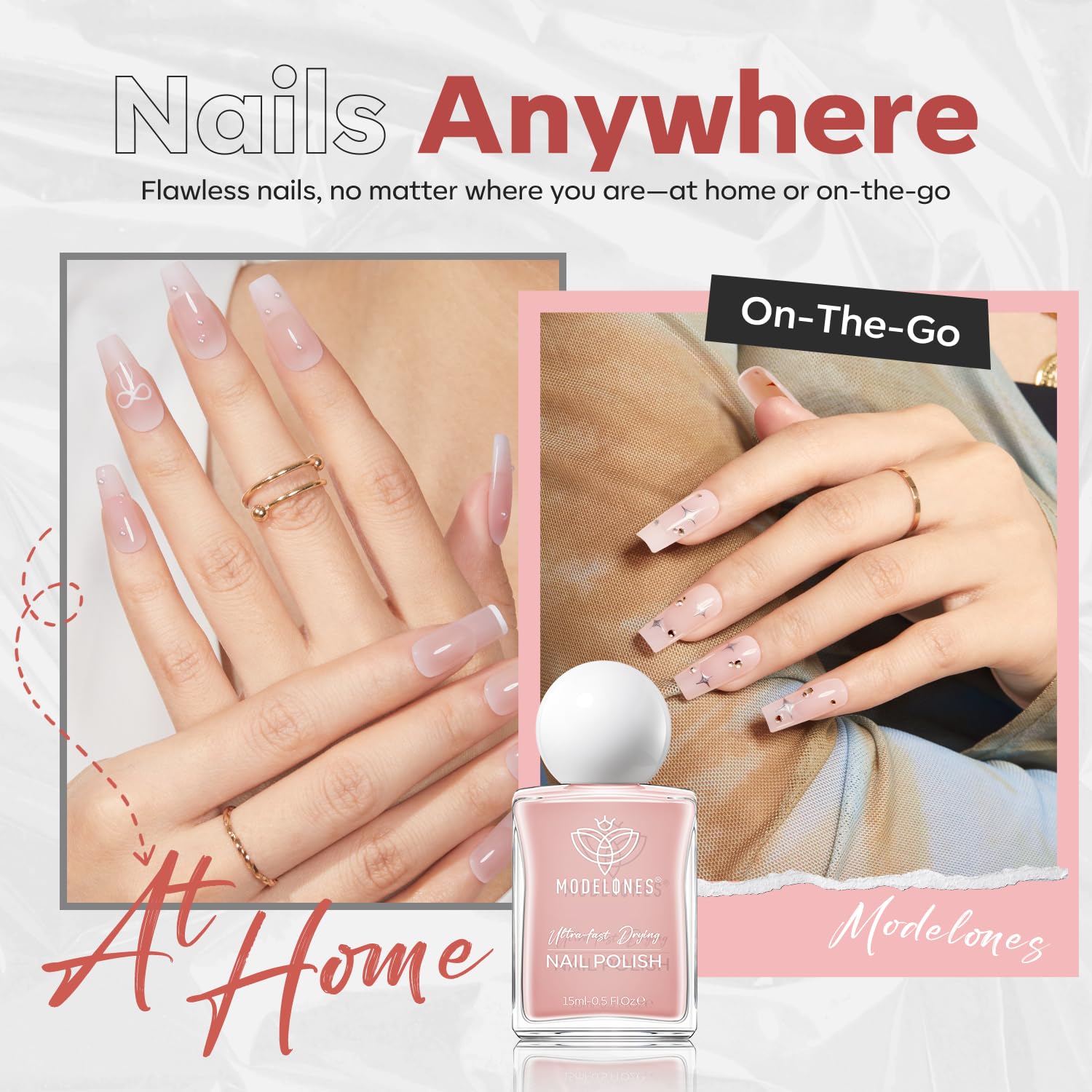 Modelones 15ml Jelly Nude Nail Polish Natural Pink Translucent for DIY Manicure - Image 3