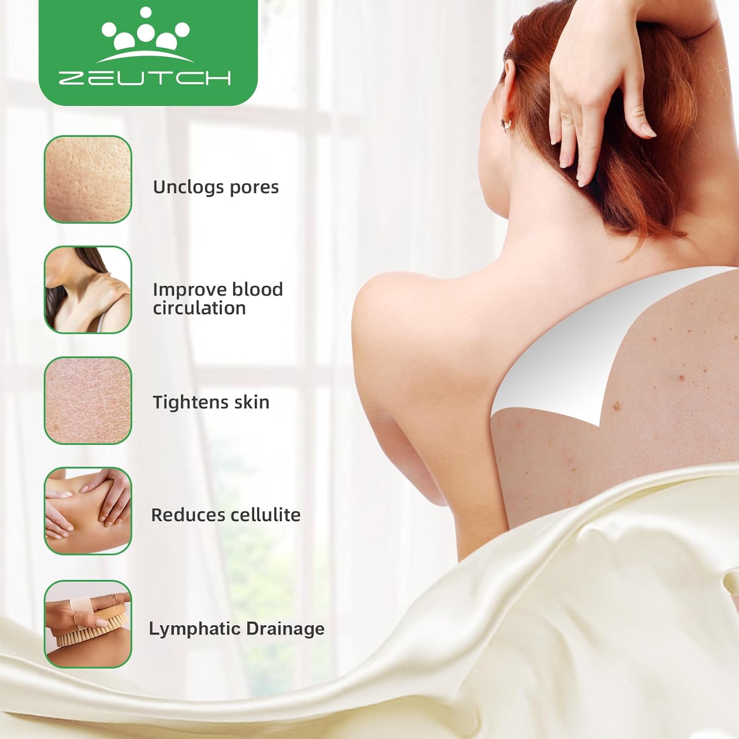 Premium Dry Brushing Body Brush Set Long Handle Lymphatic Drainage Cellulite 5 Pack - Image 2